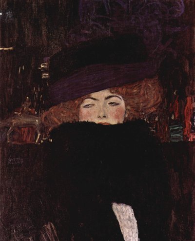 Lady with Hat and Feather Boa by Gustav Klimt